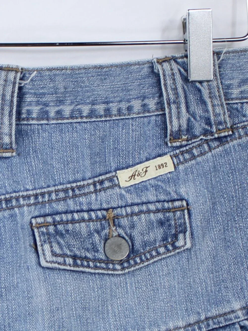 ABERCROMBIE & FITCH MICRO PLEATED MINI BLUE DENIM SKIRT VINTAGE Y2K 1990'S SZ 0